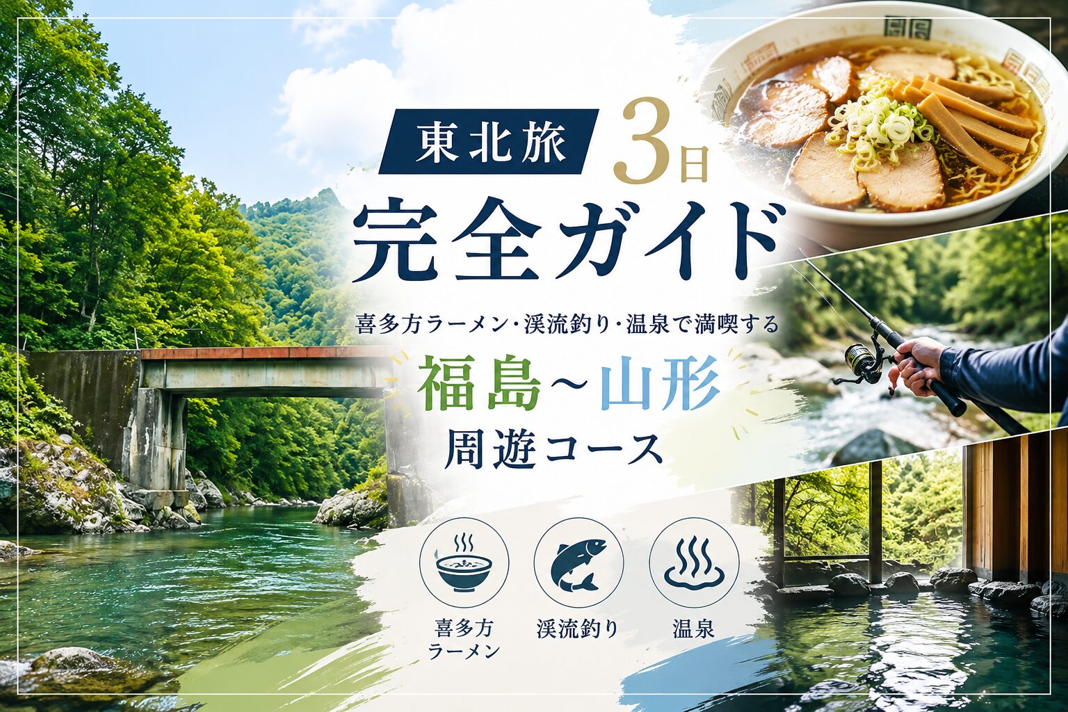 東北旅 3日完全ガイド｜喜多方ラーメン・渓流釣り・温泉で満喫する 福島～山形周遊コース