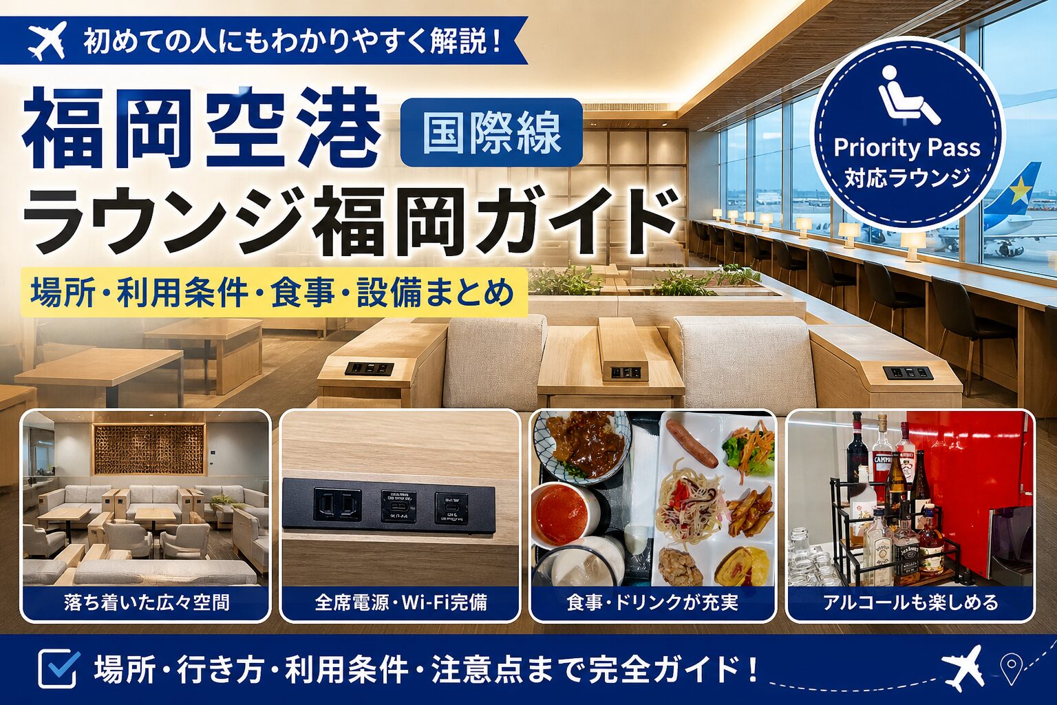 【福岡空港国際線ラウンジガイド】ラウンジ福岡の場所・利用条件・食事を初めての人向けに解説