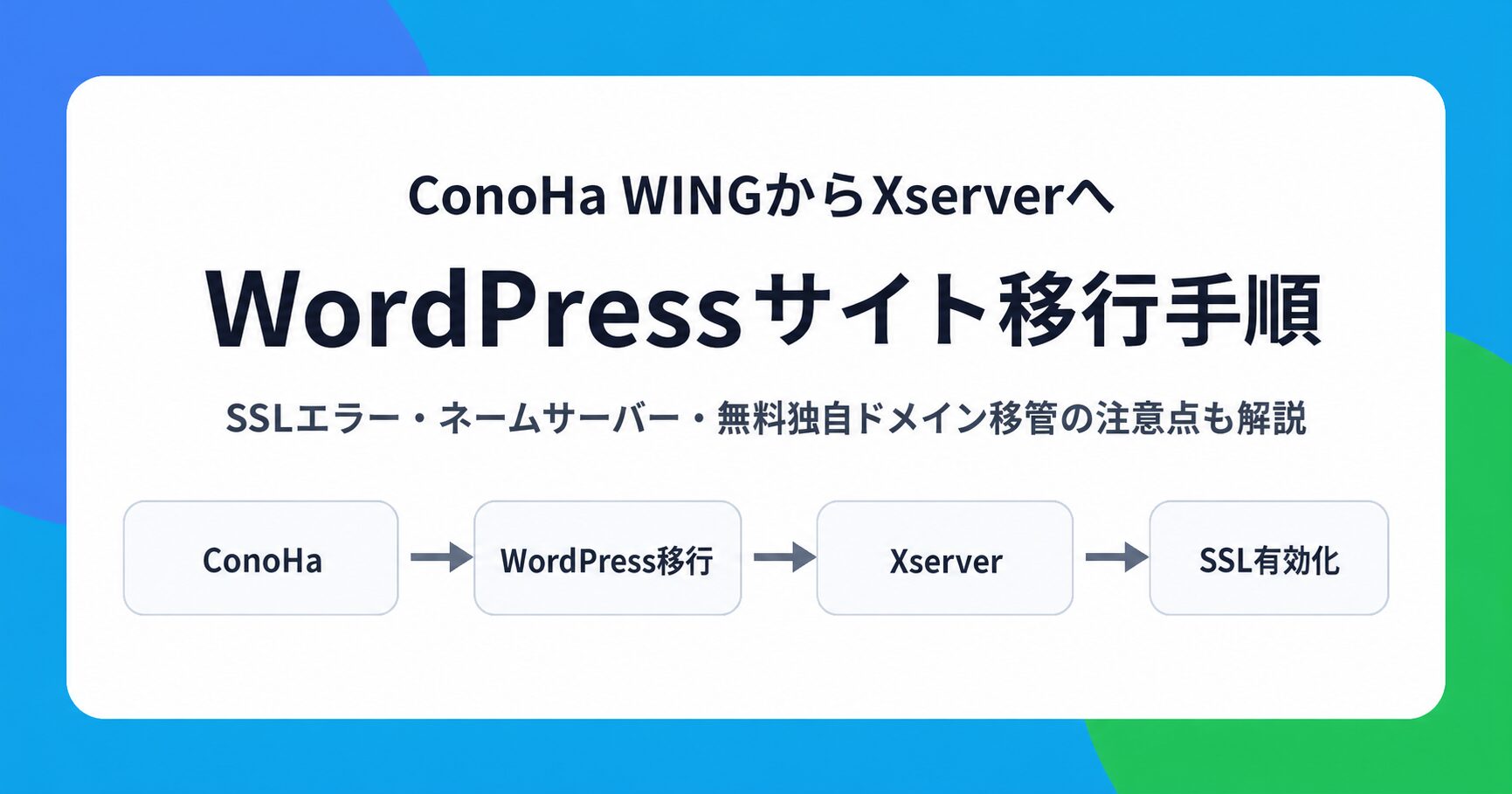 【実体験】ConoHa WINGからXserverへWordPressを移行する手順｜SSLエラー・無料独自ドメイン移管の注意点も解説